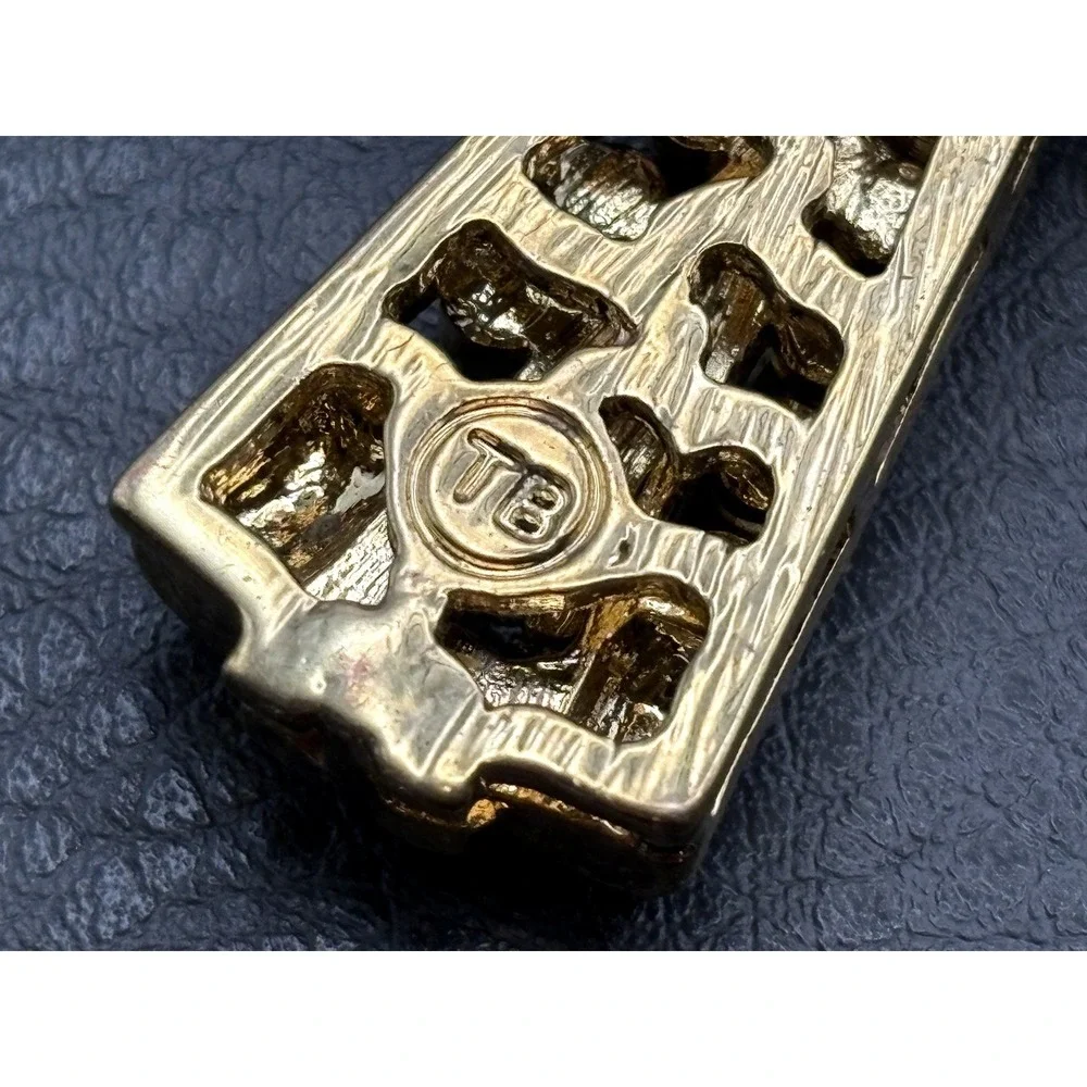 HUGE Gold Tone Crucifix Cross Pendant Jesus Clear Rhinestone Religious Jewelry